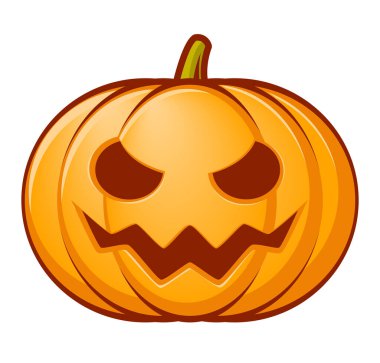 Cadılar Bayramı balkabağı, beyaz arka planda izole edilmiş Jack o Lantern 'in renkli vektör çizimi