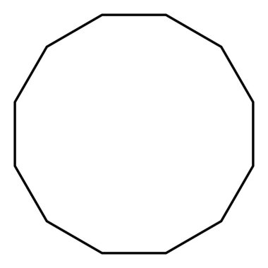 Beyaz arkaplanda izole edilmiş Dodecagon şekil sembolü, siyah ve beyaz vektör silueti çizimi