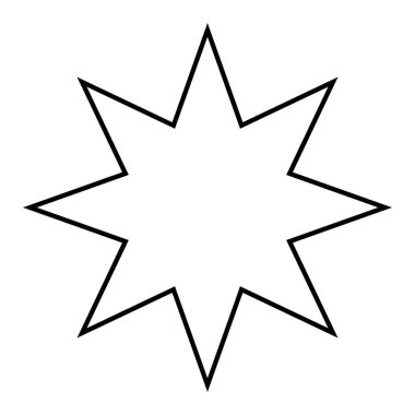 Beyaz arkaplanda izole edilmiş sekiz köşeli yıldızın siyah ve beyaz vektör silüeti.