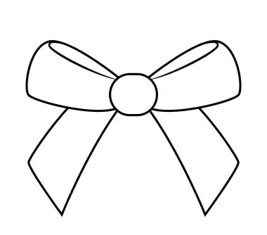 kurdele yayı, siyah ve beyaz vektör çizimi, beyaz arkaplanda izole edilmiş.