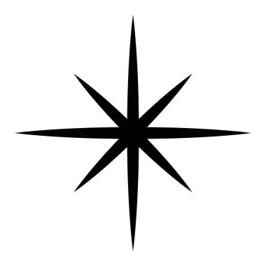 Beyaz arkaplanda izole edilmiş sekiz köşeli yıldızın siyah ve beyaz vektör silüeti.