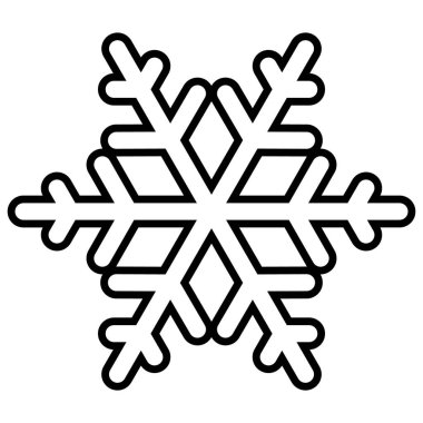 kar tanesi silueti sembolü simgesi şekli, kar tanesinin siyah ve beyaz vektör çizimi, beyaz arkaplanda izole