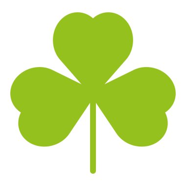 Yonca siluet sembolü şekli, yeşil üç yapraklı yonca yaprağının vektör çizimi, beyaz arkaplanda izole edilmiş.