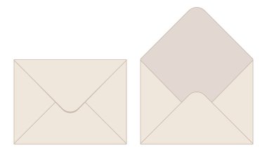 Zarf, mühürlü ve açık zarfların renk vektör çizimi, beyaz arkaplanda izole edilmiş