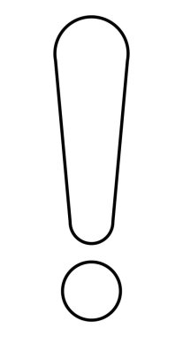 ünlem işareti, siyah ve beyaz vektör basit ünlem işareti gösterimi, beyaz arkaplanda izole edilmiş