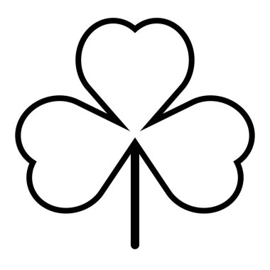 Yonca siluet sembolü şekli, siyah ve beyaz üç yapraklı yonca yaprağının vektör çizimi, beyaz arkaplanda izole edilmiş