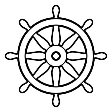 Gemilerin tekerleği, siyah ve beyaz vektör çizimi tekerlerin tekerleği, beyaz arka plan