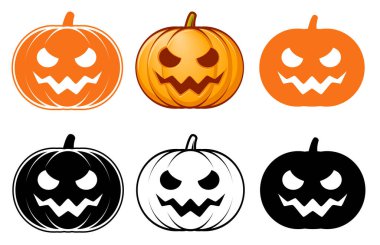 Cadılar Bayramı balkabağı, beyaz arka planda izole edilmiş Jack o fenerinin vektör karikatür çizimi.