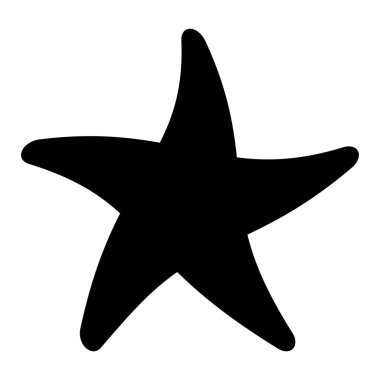 deniz yıldızı şekilli siluet, beyaz arkaplanda beş noktalı yıldız şekilli ekodermin siyah ve beyaz vektör çizimi