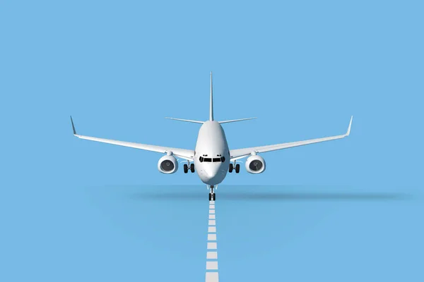 Samolot Pasażerski Ląduje Bliska Koncepcja Transportu Podróży Frachtu — Zdjęcie stockowe