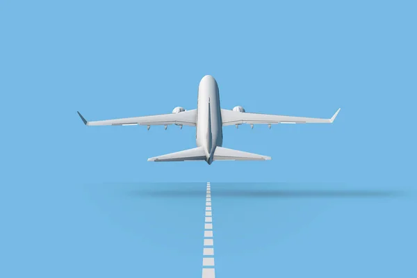 Τρισδιάστατο Επιβατικό Αεροπλάνο Απογειώνεται Από Κοντά Έννοια Της Μεταφοράς Των — Φωτογραφία Αρχείου