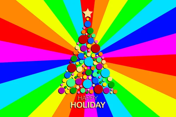 Vacaciones Navidad Árbol Navidad Hecho Círculos Colores Sobre Fondo Brillante — Foto de Stock