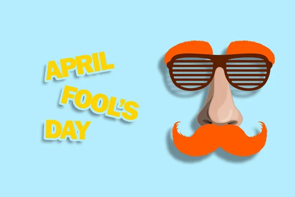 Avril Fool Day Carte Vacances Avec Lunettes Moustache Close — Photo