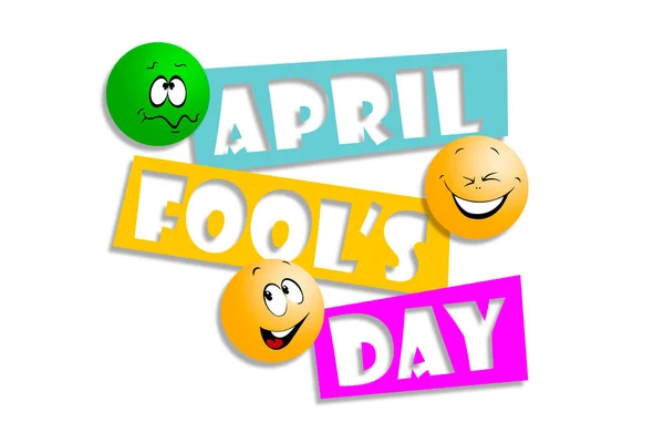 April Fool Day Kreativ Text Med Uttryckssymboler Vit Bakgrund Närbild — Stockfoto