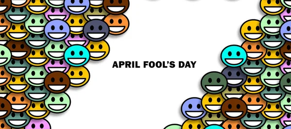 Dwaze April Dag Achtergrond Met Veel Veelkleurige Emoticons Close — Stockfoto