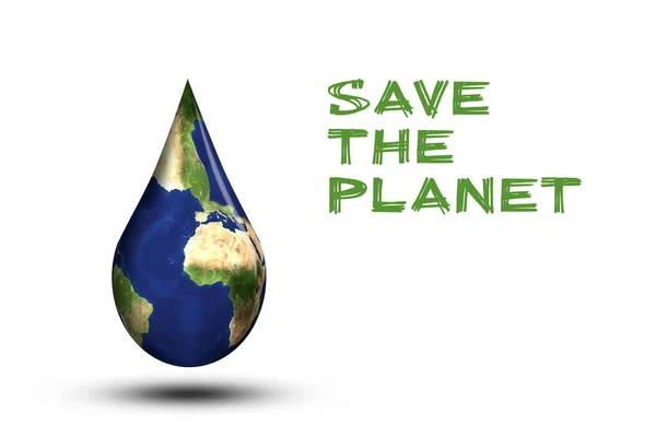 День Земли Концепция Спасения Планеты Земля Виде Капельки Воды Вблизи — стоковое фото
