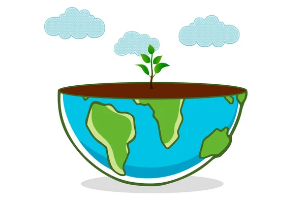 Earth Day. Planet earth with vegetation on a white background close up. The concept of saving the planet.