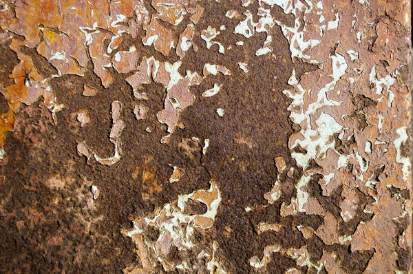Paslı Bir Yüzey Üzerindeki Eski Boya Dokusu Yakın Çekim — Stok fotoğraf