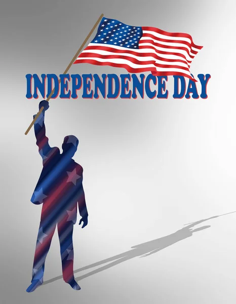 Giorno Dell Indipendenza Degli Stati Uniti Uomo Tiene Una Bandiera — Foto Stock