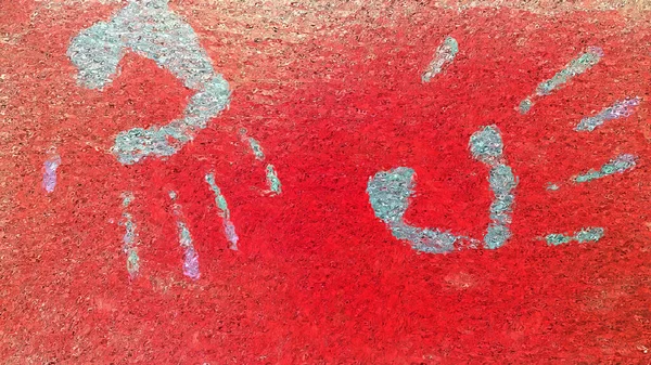 Motif Abstrait Dans Des Tons Rouges Avec Des Empreintes Mains — Photo