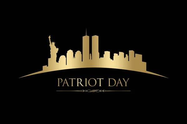Patriot Day Silhuett Staden New York Svart Bakgrund Närbild — Stockfoto