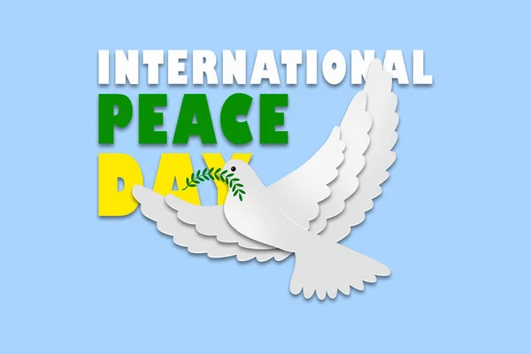 Internationale Dag Van Vrede Witte Duif Een Blauwe Achtergrond Close — Stockfoto