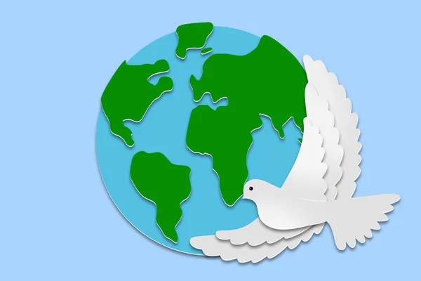 International Day Peace White Dove Blue Background Close — Stock Photo, Image