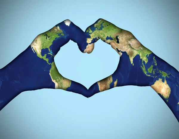 International Day Peace Hands Shows Heart Sign Close — Stock Photo, Image