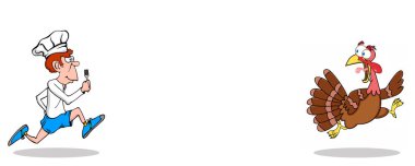 Mutlu Şükran Günleri Aşçı hindinin peşinden koşar..