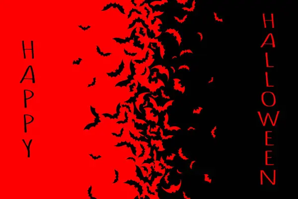 Знамя Хэллоуина Чёрными Красными Летучими Мышами — стоковое фото