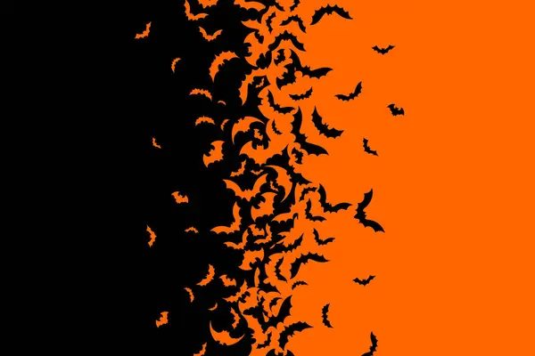 Halloween Banner Med Svart Oransje Flaggermus Nærbilde – stockfoto