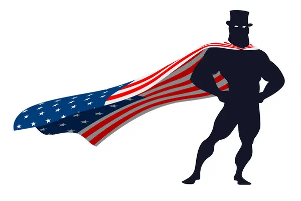 超级英雄与披风的形式 美利坚合众国的国旗关闭 国家假日的背景 退伍军人日 爱国者日 — 图库照片#