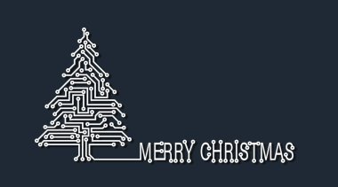 Christmas tree from digital electronic circuit close up. Merry Christmas. Christmas background for IT companies. clipart