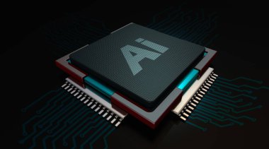 3D işlemci kapatılıyor. Programcıların tatilleri için konsept. IT küresi.