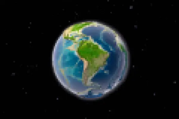 Planet earth on a black background with large pixel effect close up.