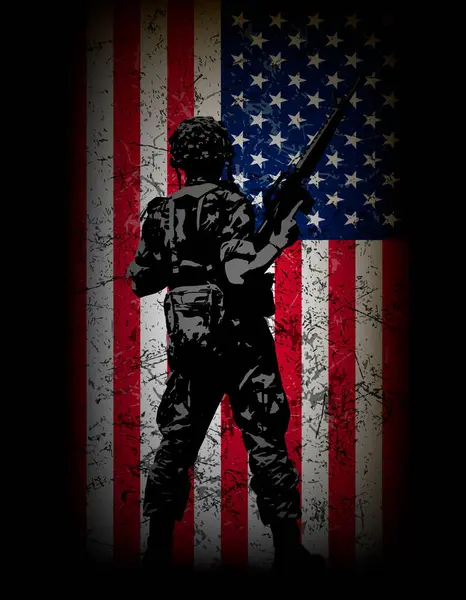 Anma Günü Asker Silueti Amerikan Bayrağı Özgürlüğü 4 Temmuz 11 Temmuz Bağımsızlık Günü 9 / 11