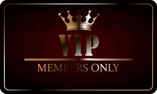 VIP карта с золотыми элементами и короной. Векторное изображение