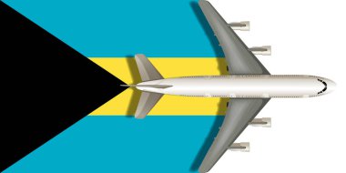 Üzerinde bir uçak dalgalanan Bahamalar bayrağı. Vektör resmi.