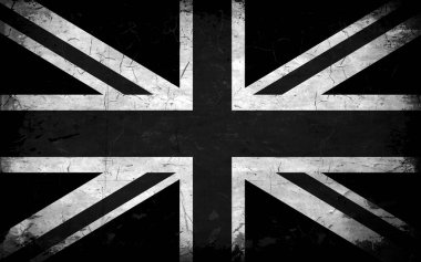 Black and white flag of the United Kingdom. Old worn vector flag. clipart