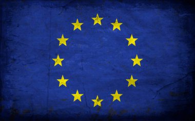 Flag of the European Union. Old worn flag. Vector illustration. clipart