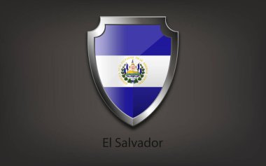 EL SALVADOR bayrağıyla metal kalkan. Vektör