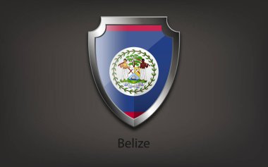 Metal shield with BELIZE flag. Vector clipart