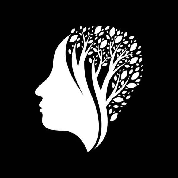 Woman face and leaf logo