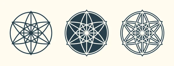 Set Symbols Circle Religion Philosophy Spirituality Occultism Chemistry Science Magic — Wektor stockowy