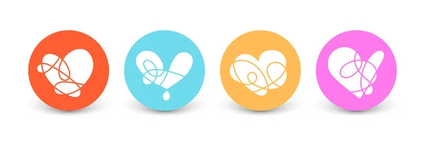 Icons Creative Drawing Four Heart Sign Gift Card Love Icon 免版税图库插图