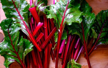 Taze taze pancar sebzeleri pişmeye hazır. Sağlıklı beslenme. Yapraklı yeşiller.