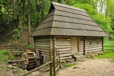 18. yüzyılın Ukrayna köyü. Otantik binalar. Ukrayna evleri.