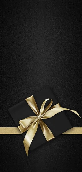 Порожня Подарункова Вітальна Листівка Подарунковою Коробкою Подарунок Яскрава Блискуча Золота — стокове фото
