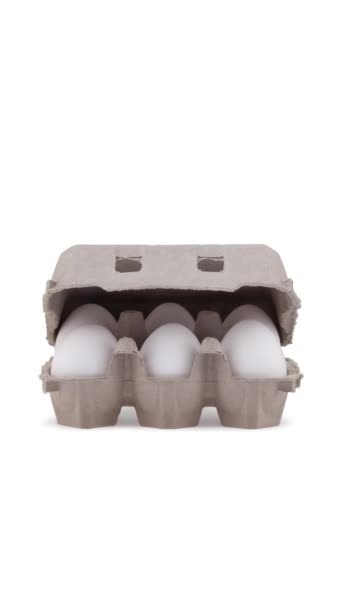 Happy Easter Decorations Colored Eggs Carton Box Isolated White Background — Wideo stockowe