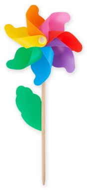 kırpma yolu ile beyaz arkaplanda izole edilmiş renkli fırıldak üstü görünümü